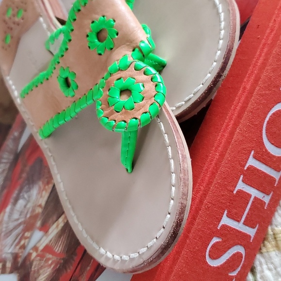 JACK ROGERS SANDALS TAN & GREEN sz 8 M - Picture 7 of 9